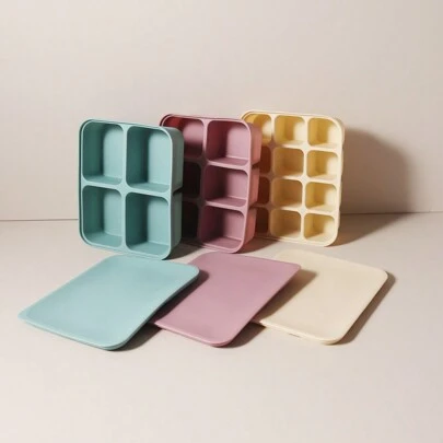 婴儿 4 格 6 格 12 格硅胶食物托盘，婴儿喂养食品储存冷冻托盘，可放入烤箱