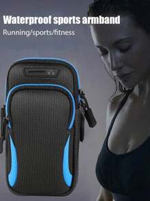 1个通用防水手机臂包，双层拉链设计：男女皆宜的完美户外运动臂包 - 可调节肩带，适合跑步、徒步、骑行等多种运动！运动时可安全存放手机/耳机/小型充电配件/化妆品/钥匙等物品。运动包，适合健身、旅行、度假，是女性旅行必备，经久耐用，适合徒步旅行。 - 藍色 - 查看 3