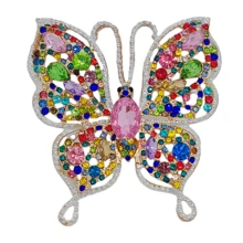 Stunning Opens Colorful Crystal Swallowtail Butterfly Brooches,2.55''x2.24'' Large Insect Jewelry - 彩色 - 查看 1