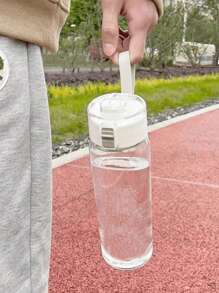 1 Stück 350/550/800 ml tragbare Sport Fitness Wasserflasche mit großem Fassungsvermögen und transparentem Becher, Outdoor, Reise, Büro Notwendigkeit