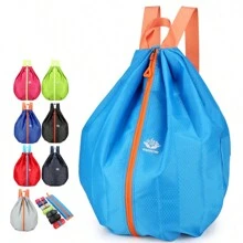 1pc Outdoor Sport Foldable Drawstring Backpack, Large Capacity Basketball Bag - Multicolor - View 1
