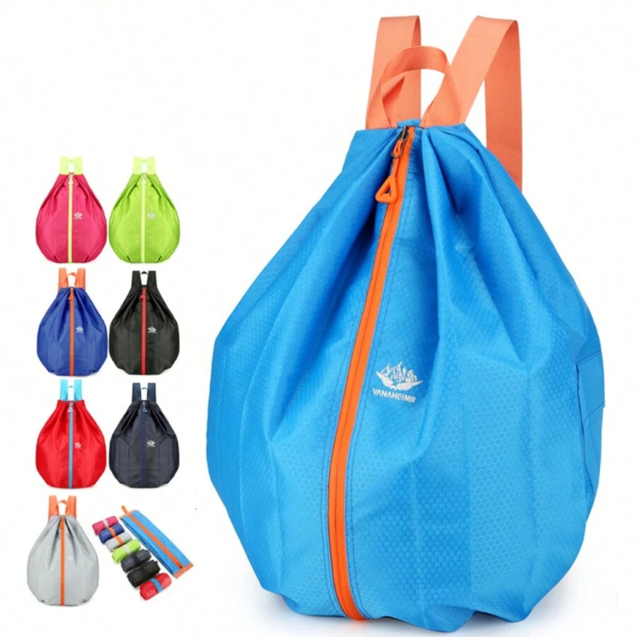 1pc Outdoor Sport Foldable Drawstring Backpack, Large Capacity Basketball Bag - Multicolor - View 1