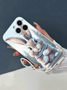 Süße präzise Lochrand bemalte Hasen Cartoon stoßfeste Handyhülle mit weißem Silikonarmband, kompatibel mit iPhone 16/ iPhone 16 Pro/ iPhone 16 Plus/ iPhone 16 Pro Max, P14 Pro Max 3D Cartoon P13, P11 bemalte P12 stoßfeste XR Cartoon 78GES2 Handyhülle XS, geeignet für kompatibel mit iPhone P15, Serie, kompatibel mit Redmi Serie wasserdicht stoßfest kratzfest - Verschiedenfarbig - Übersicht 4