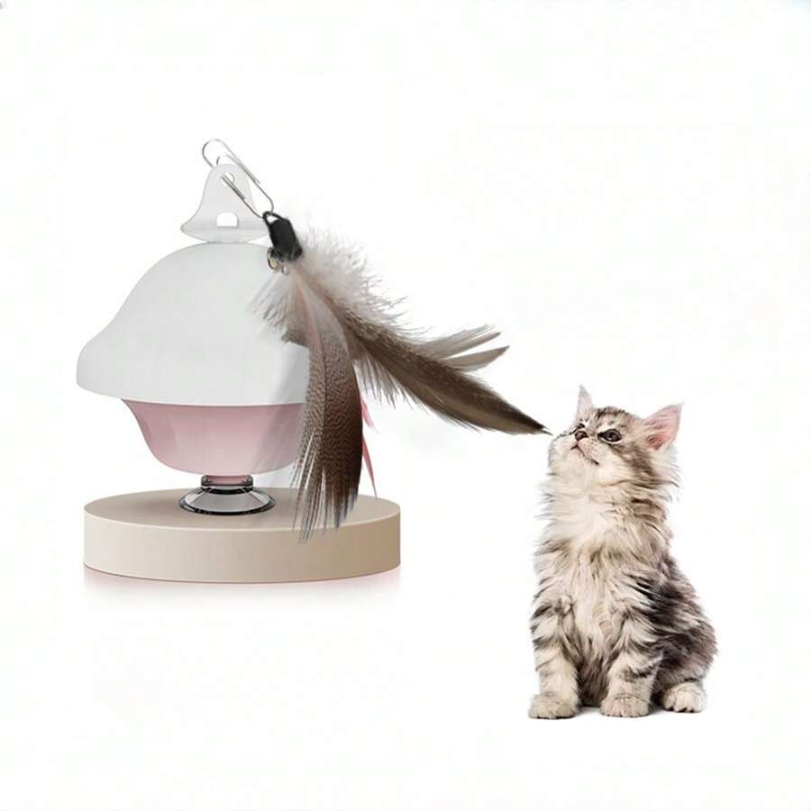 1pc Cat Feather Teasers Toy, Retractable With Bell Hanging, Self-Entertainment Cat Wand Toy