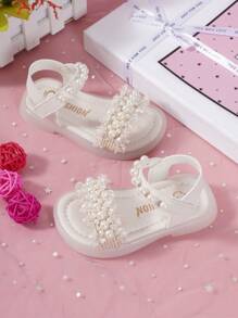 Fashionable Pearl Flower Girls Sandals, Princess Baby Shoes, Spring/Summer