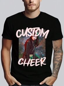 Customized Men's Personalized Loose Fit T-Shirt - Add Your Own And Text Images (Family Photo/Selfie/Pet Photo/Friend Photo) To Design Your Personalized Printed T-Shirt