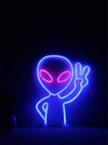 1pc Alien Neon Light, Multi-Color Lighting, LED Atmosphere Lamp, Decorative Personalized Lamp For Room, Bedside, Desk, Ideal Gift For Him, Her, Boyfriend, Girlfriend, Mom, Dad, Family, Friends, Living Room, Bedroom, Tea Room, Home, Dining Room, Office, School, USB 5V 1A & 3 AA Batteries Powered (Batteries Not Included)