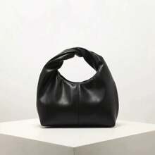 Stylish Twist Square Bag, Solid Color Top Clutch Bag, Simple And Versatile Commut
