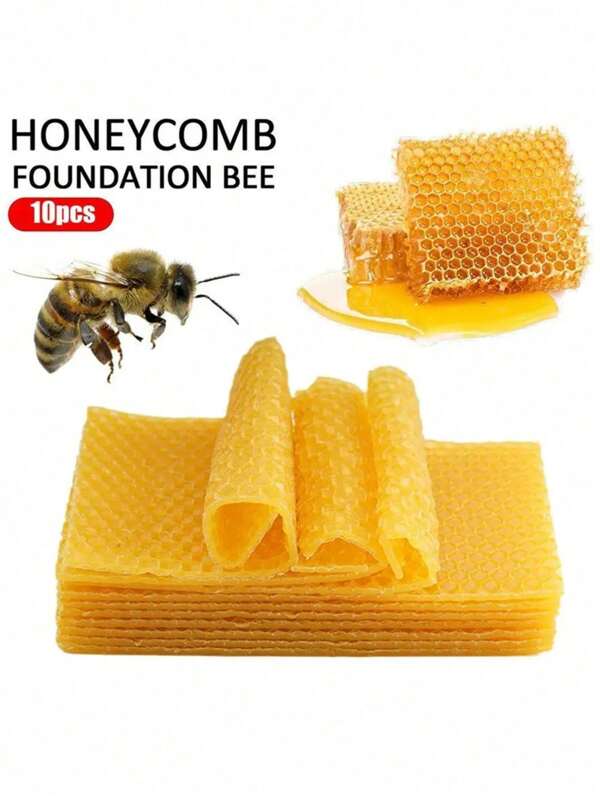 10pcs Honeycomb Beeswax Bottom Sheet Honeycomb Bottom Honey Beeswax Sheet Beekeeping Equipment Natural Wax Bottom Mold Silicone Beeswax Beeswax Honeycomb Sheet