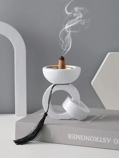 1 件树脂创意双环流苏香炉，节日装饰香座，客厅、卧室、办公室、酒店、入口、桌面装饰的家居装饰，情人节、母亲节、感恩节庆祝派对的绝佳礼物 Rama 装饰 Rama