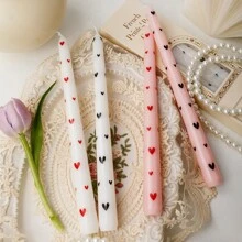 2 支，25 厘米/9.84 英寸长棒心形印花无烟蜡烛，欧式浪漫烛光晚餐氛围装饰棒蜡烛，婚礼节日家居装饰蜡烛，有多种颜色可供选择，是送给家人和朋友的最佳礼物。 - 彩色 - 查看 7