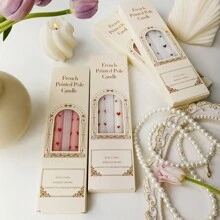 2 支，25 厘米/9.84 英寸长棒心形印花无烟蜡烛，欧式浪漫烛光晚餐氛围装饰棒蜡烛，婚礼节日家居装饰蜡烛，有多种颜色可供选择，是送给家人和朋友的最佳礼物。 - 彩色 - 查看 6