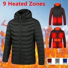 Men Women Electric Coat Heated Jacket USB Winter Warm Up Heating Pad Body Warmer - Black - View 1