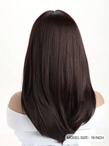 Perruque mi-longue bouclée brune en fibre synthétique de 16 pouces avec frange, convenant pour le port quotidien, les festivals, les danses, les costumes, les fêtes