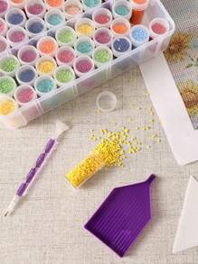 2-Layer Diamond Painting Storage Container Set, 88-Slot Transparent Stackable Bead Storage Box With Diamond Painting Accessories And Tools For DIY Diamond Art Jewelry Bead Storage