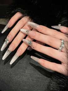 10Pcs Flash Cat Eyes Long Resin Nail Extension Chip-Proof Smudge-Proof Fake Nails For Women And Girl Nail Salon Press On Nails Nail Supplies Nails