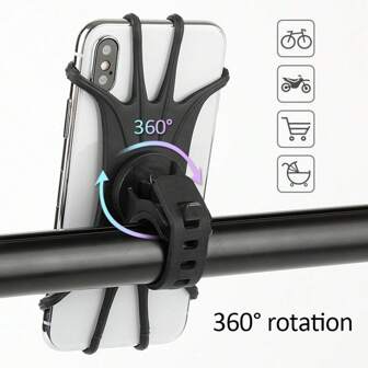 1pc Quickly Installable Silicone Bicycle Phone Holder, 360° Rotatable Anti-Drop Mount, Multifunctional Outdoor Cycling Navigation Accessory, Suitable For Bicycles, Mountain Bikes, Shopping Carts, Electric Vehicles, Strollers, Etc.