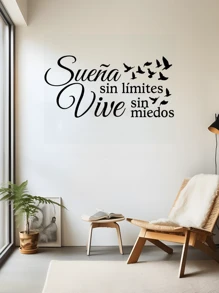 1 pièce Autocollant mural avec citation motivationnelle en espagnol, autocollants étanches convenant pour étude, chambre, salon, décoration de la maison, "Rêve sans limites !
