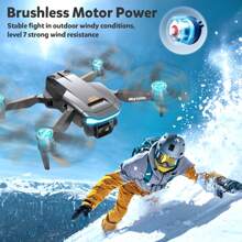 HopeRock GPS Drones With Camera For Adults, AE10 Mini Fodable RC Drone For Beginners With Auto Return Home, 1080P HD, Dual-Camera FPV , Brushless Motor, 2 Batteries, Black - 灰色 - 查看 8