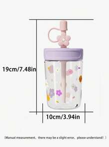 1pc 450ML/480ML Cute Children's Cup With Straw, Student Water Bottle, Fresh Pattern, Dustproof Leakproof Shockproof Durable, Portable, Suitable For Daily Home, School, Outdoor Activities, Best Gift