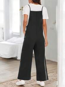 Palazzo Jumper Overol Moda Casual Dama Simona Comodo #SensaciónDelujo #EstiloRomanticoDeSanValentín - Negro - Ver 4