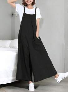 Palazzo Jumper Overol Moda Casual Dama Simona Comodo #SensaciónDelujo #EstiloRomanticoDeSanValentín - Negro - Ver 3