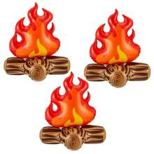 1/2/3/4pcs Fake Fire Decorations, Camping Photo Props, Inflatable Fake Campfire, Fake Flame Camping Decorations, Blow Up Fake Bonfire Party Decorations, Birthday Decorations, Artificial Flame Campfire For Christmas, Party, Festival Decor, Indoor Outdoor Camping Overnight And Scene Setting