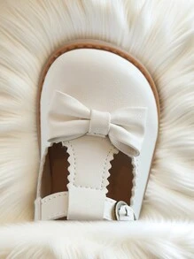 1 双女童米色蝴蝶结设计牛津鞋,透气柔软鞋底,适合春秋季穿着,非常适合表演、派对和婚礼等正式场合 - 白色 - 查看 6