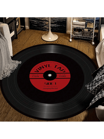 1pc Creative Flannel Vinyl Record Print Anti Slip Washable ative Area Vloerkleed