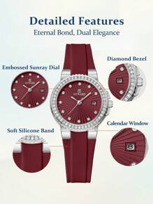 REWARD 奖励女士石英表，奢华时尚女士腕表，硅胶表带，防水，带表盒，优雅百搭，商务休闲皆宜，复古长方形腕表