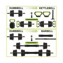Adjustable Dumbbell Set, 4 In 1 Adjustable Kettlebell Set,44lbs/66lbs/88lbs Weight Set Used As Kettlebells, Barbell, Push Up Stand For Home Gym,Green And Black,Round Head - 4 trong 1 - Xem 3