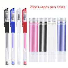 24pcs/Set 20 Mixed-Color High Temperature Disappearing Fabric Marking Pen Refills With 4 Pen Holders, Heat Erasable Pens For Sewing, Tailoring And Quilting (Random Red Ink Color)