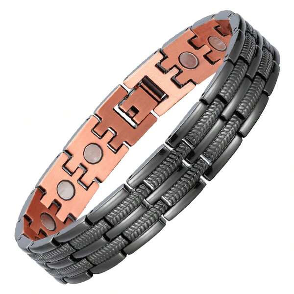 Retro Pure Copper Bracelet, Jewelry, Adjustable Length, Black Surface With Copper Bottom, Magnetic Bottom, Christmas & Valentine's Day Gift For Family And Friends,Mom,Mother,Mother's Day,Gift