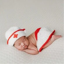 Set da 2 pezzi, outfit fotografico lavorato a maglia per neonati, regalo per festa di nascità e pasqua, adatto per bambine/bambini