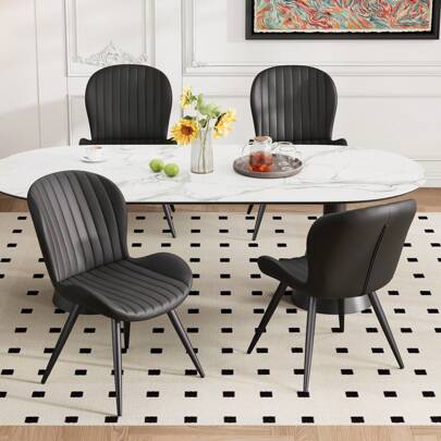 Nalupatio Modern Dining Room Chairs Set Of 4, Upholstered Kitchen Dinner Chair Fabric And Curved Backrest Kitchen Chairs