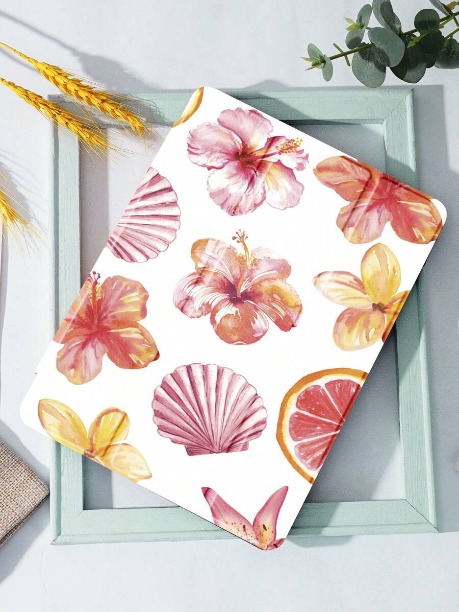 Ayotu Summer Phone Case Shells And Flowers Case Compatible With Samsung Galaxy Tab/IPad,IPad 9th/8th/7th Generation 10.2 Inch ,New IPad 10th Generation Cover,With Auto Wake/Sleep,Four Corners Anti-Fall