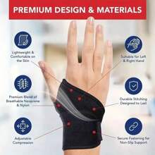 1pc Adjustable Sports Wrist Brace, Comfortable Wrist Board Support Suitable For Left & Right Hand, Breathable & Elastic Wrist Wrap For All Seasons To Prevent Sweat & Sprain, Applicable For Various Sports & Fitness Activities Gym Gym Wristbands Accessories - Black - View 4