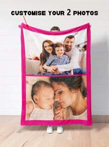 1-3 Chăn gia đình tùy chỉnh có ảnh, Chăn quà tặng có ảnh ghép cá nhân, Chăn gia đình tùy chỉnh có kỷ niệm đặc biệt, Quà tặng sinh nhật - 1 hình ảnh tùy chỉnh màu đen và màu xám - Xem 3