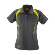 Womens/Ladies Team Spirit Polo Shirt (Grey/Lime) - 145gsm 100% Polyester - Grey - View 1