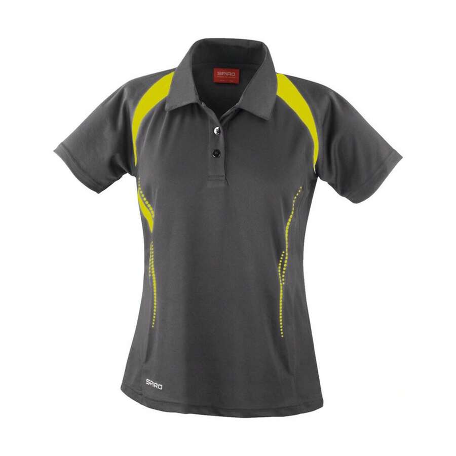 Womens/Ladies Team Spirit Polo Shirt (Grey/Lime) - 145gsm 100% Polyester - Grey - View 1