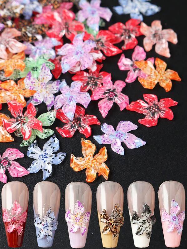 3D Flowers For Nails Charms Ice Translucent Flower Nail Charms Flower Nail Art Charms Luminous Flower Charms For Nails Design Resin Flower Petals Floral Nail Jewels Nail Decorations For Nail Art