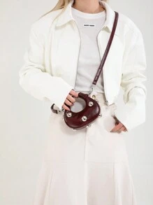 Fashionable Small Tote Bag, Minimalist Chic Design, New Handbag For Women, Solid Color Casual Shoulder Bag - Red - View 4