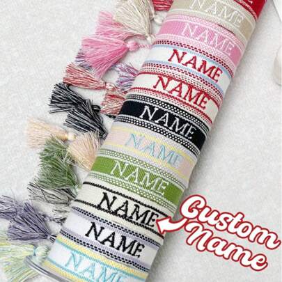 1 pièce Bracelet tricoté personnalisable, taille ajustable, personnalisé avec texte/nom, cadeau d'anniversaire et d'anniversaire de mariage personnalisable, bracelet de bijoux ajustable, cadeau de mode personnalisé pour les fêtes, les couples, l'anniversaire de mariage, la Saint-Valentin, l'anniversaire, la fête des mères, la fête des pères, les meilleurs amis, cadeau pour maman/papa, petit(e) ami(e) Noir, rouge, vert, marron, gris, violet, bleu, blanc Élégant, mode automne, casual, sobre, simple, unisexe, , coloré Personnalisé, unique Cadeaux idéaux pour elle, cadeaux idéaux pour lui Petite amie, maman, famille, amis, fille, elle, grands-parents Pour les anniversaires, pour les anniversaires, pour le port quotidien, pour le bal, pour la fête des mères, pour la Saint-Valentin, pour la remise des diplômes, pour les mariages