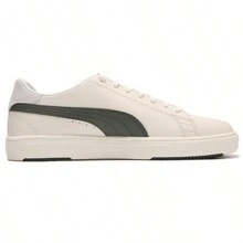 Puma Serve Pro Lite 运动鞋，皮革鞋面，带跑道设计，男女低帮休闲鞋，374902-13 - 米白色-墨綠色-金色 - 查看 2