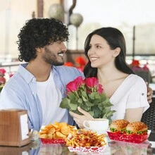 20 Pcs Valentines Food Trays Love And Heart Paper Snack Serving Tray Red Pink Romantic Theme Popcorn Hot Dog Hamburg Tray For Valentine's Day Wedding Birthday Movie Night Party Supplies - Multicolor - View 7