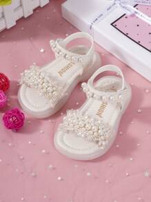 Fashionable Pearl Flower Girls Sandals, Princess Baby Shoes, Spring/Summer