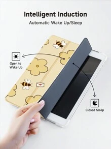 Ayotu Husă Bees And Flowers compatibilă cu Samsung Galaxy Tab/IPad, iPad a 9-a/8-a/7-a generație de 10,2 inchi, husă nouă pentru iPad a 10-a generație, cu trezire/dormire automată, anti-cădere în patru colțuri - Multicolor - Vizualizare 6