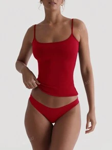 Camiseta de tirantes finos elástica y con espalda descubierta para mujer, informal y sexy