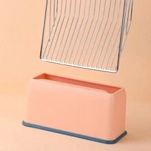 1 Set Pala recogecaca de acero inoxidable con soporte metálico, herramienta de limpieza para mascotas, accesorio elegante para recoger excrementos de gato