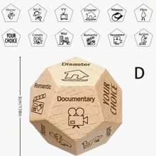 1/2 件食物决定骰子 - 浪漫情侣游戏，适合约会之夜和庆祝活动 - 周年纪念、生日和礼物创意，适合他、她、男朋友、丈夫、女朋友、妻子和同事 - 有趣又好玩的食物选择器创意 - 木質色 - 查看 4